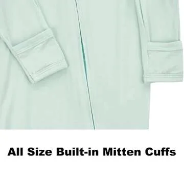 Aablexema Baby Footless Pajamas Zipper with Mitten, Rayon from Bamboo, Infant Long Sleeve Romper Pjs(Grey & Light Green,0-3m)