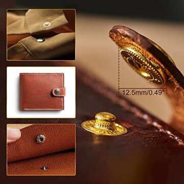 Alritz 120 Set Leather Snap Fasteners Kit, 12.5mm Metal Button Snaps Press Studs with 4 Setter Tools, 6 Colors Leather Snaps for Clothes, Jackets, Jeans Wears, Bracelets, Bags