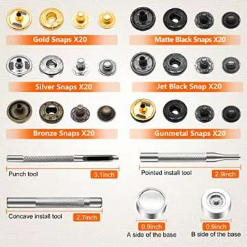 Alritz Leather Snap Fasteners Kit - 120 Metal Snaps