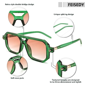 FEISEDY Vintage 70s Aviator Sunglasses UV400 Protection
