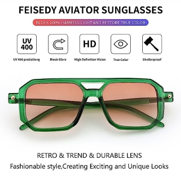 FEISEDY Vintage 70s Aviator Sunglasses UV400 Protection