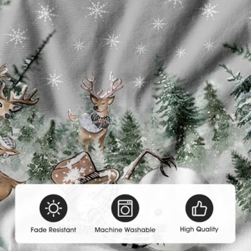 AVOIN Snowman Reindeer Snowflake Christmas Tree Skirt