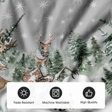 AVOIN Snowman Reindeer Snowflake Christmas Tree Skirt