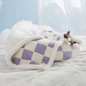 Lesure Donut Small Dog Bed with Waterproof Puppy Blanket - Round Cat Beds for Indoor Cats Calming Pet Beds 20 inch with Washable Double Sided Dog Blankets 25x35 inch