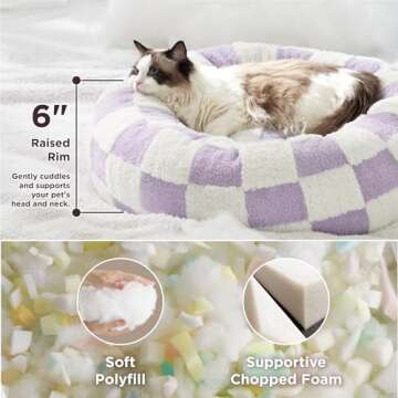 Lesure Donut Small Dog Bed with Waterproof Puppy Blanket - Round Cat Beds for Indoor Cats Calming Pet Beds 20 inch with Washable Double Sided Dog Blankets 25x35 inch