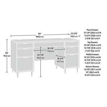 Sauder Clifford Place Executive Desk, in Grand Walnut finish