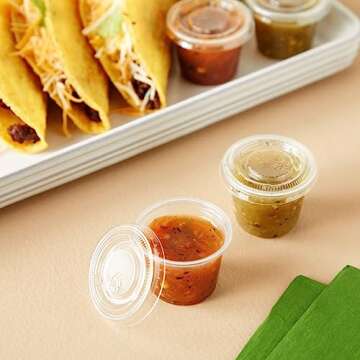 Juvale Disposable 1 Oz Portion Cups with Lids for Parties and Events In Bulk, Small Containers for Sample Tasting, Party Shots, Condiments, Sauces, Communion - Clear - 500-Pack