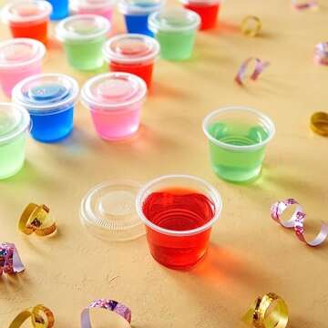 Juvale Disposable 1 Oz Portion Cups with Lids for Parties and Events In Bulk, Small Containers for Sample Tasting, Party Shots, Condiments, Sauces, Communion - Clear - 500-Pack