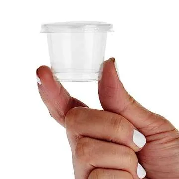 Juvale Disposable 1 Oz Portion Cups with Lids for Parties and Events In Bulk, Small Containers for Sample Tasting, Party Shots, Condiments, Sauces, Communion - Clear - 500-Pack