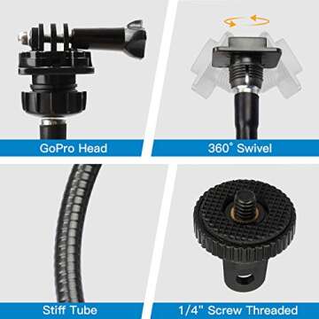 Pipishell 25 Inch Webcam Stand, Flexible Desk Mount Clamp Gooseneck Stand for Logitech Webcam C960 C930e C930 C920 C920S C922x C922 Brio 4K C925e C615 and Other Devices with 1/4" Thread-PIWS01