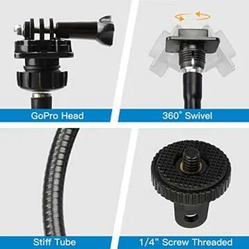 Pipishell 25 Inch Webcam Stand, Flexible Desk Mount Clamp Gooseneck Stand for Logitech Webcam C960 C930e C930 C920 C920S C922x C922 Brio 4K C925e C615 and Other Devices with 1/4" Thread-PIWS01