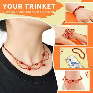Glass Beads for Jewelry Making, 900pcs Red Beads Jewelry Making kit, 8mm Round Assorted Beads with Bicone Beads and Seed Beads for Bracelet Making