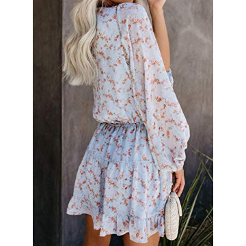 Cute Floral Boho Mini Dress for Women - Dokotoo