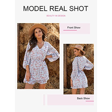 Cute Floral Boho Mini Dress for Women - Dokotoo