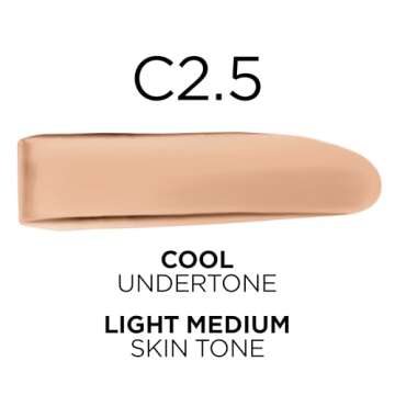 L’Oréal Paris True Match Super-Blendable Foundation, Medium Coverage Liquid Foundation Makeup, C2.5, Light Medium, 1 Fl Oz
