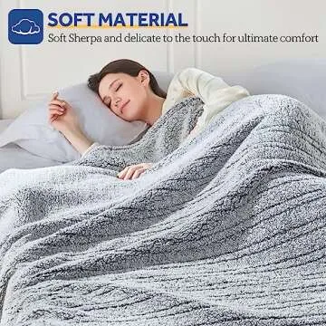 Sealy Electric Blanket Twin Size, Soft Sherpa Heated Blanket Single Control with 10 Heating Levels & 1 to 12 Hours Auto-Off Settings Over-Heated Protection 62"x84" Machine Washable, Charcoal