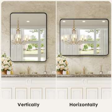 Sweetcrispy Black Metal Framed Bathroom Vanity Mirror, 30x40 Inch