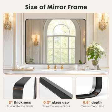 Sweetcrispy Large Rounded Rectangle Bathroom Mirror
