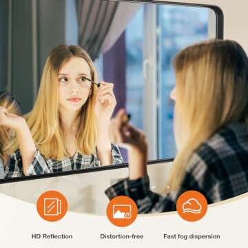 Sweetcrispy Large Rounded Rectangle Bathroom Mirror