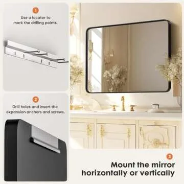 Sweetcrispy Large Rounded Rectangle Bathroom Mirror