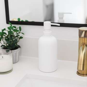 Stylish Yew Design Matte White Soap Dispenser for Home