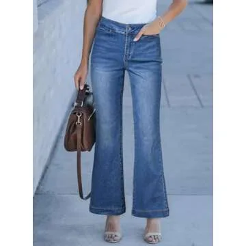 Stylish High Waist Flare Jeans for Women – Sidefeel Light Blue