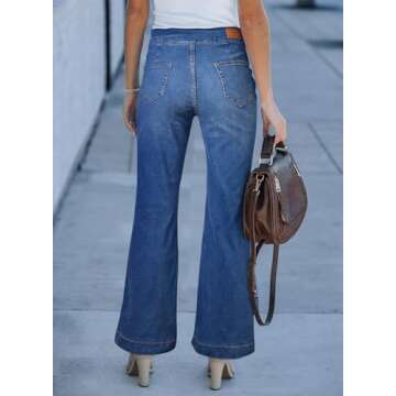 Stylish High Waist Flare Jeans for Women – Sidefeel Light Blue