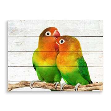 Mon Art-Couple of Lovebird Canvas Print Green Parrot Bird Picture Wall Art for Bedroom Living Room A...