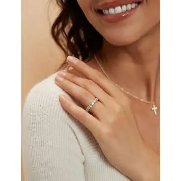 Mameloly 3.8mm Wedding Bands for Women Cubic Zirconia 14K Gold Plated Full Eternity Stackable Engagement Promise Rings for Her Size 7