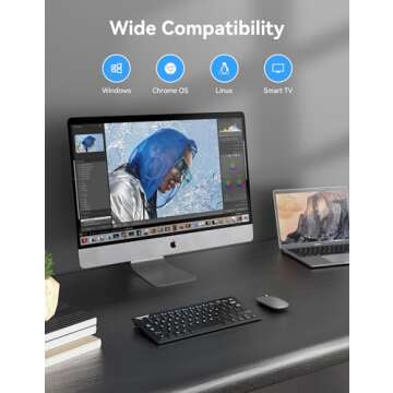 Compact TECKNET Wireless Keyboard with 12-Month Battery
