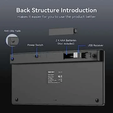 Compact TECKNET Wireless Keyboard with 12-Month Battery