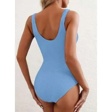 Herseas Women's Retro One Piece Swim Suit Sky Blue