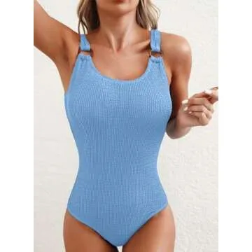 Herseas Women's Retro One Piece Swim Suit Sky Blue