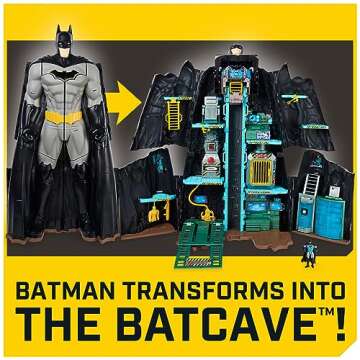 Batman, Bat-Tech Batcave, Giant Transforming Playset with Exclusive 4” Batman Figure and Accessori...