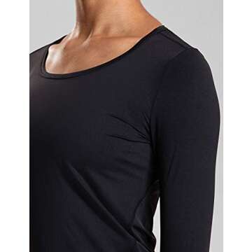 CRZ YOGA Long Sleeve Workout Tshirts Athletic Shirts for Women Yoga Tops with Thumbholes Black S(4-6)