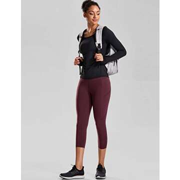 CRZ YOGA Long Sleeve Workout Tshirts Athletic Shirts for Women Yoga Tops with Thumbholes Black S(4-6)