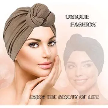 Women Turban,Beanie Hats,Indian Hats Head Wraps,African Turban Knot Pre-Tied Bonnet Beanie Cap for Women