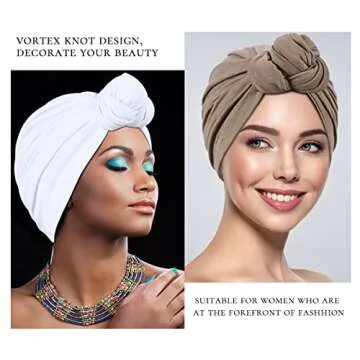Women Turban,Beanie Hats,Indian Hats Head Wraps,African Turban Knot Pre-Tied Bonnet Beanie Cap for Women