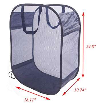 Amelitory Mesh Pop-up Laundry Hamper Easy Foldable Laundry Baskets With Two Durable Handles For Home,Dorm,Travelling Storage Dark Blue