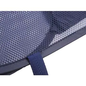 Amelitory Mesh Pop-up Laundry Hamper Easy Foldable Laundry Baskets With Two Durable Handles For Home,Dorm,Travelling Storage Dark Blue