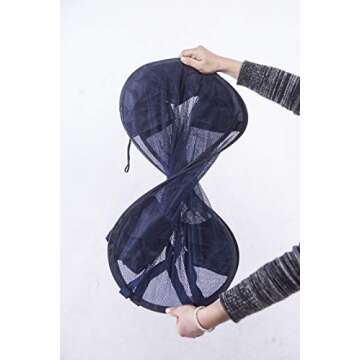 Amelitory Mesh Pop-up Laundry Hamper Easy Foldable Laundry Baskets With Two Durable Handles For Home,Dorm,Travelling Storage Dark Blue