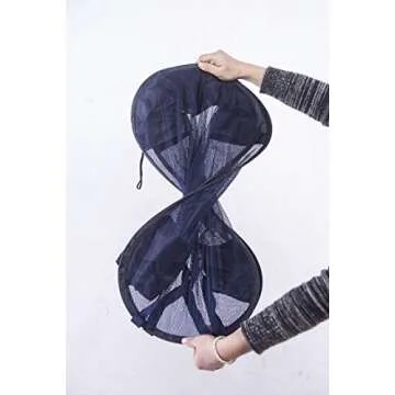 Amelitory Mesh Pop-up Laundry Hamper Easy Foldable Laundry Baskets With Two Durable Handles For Home,Dorm,Travelling Storage Dark Blue