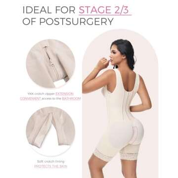 M MYODRESS Fajas Colombianas Tummy Tuck Compression Garment Stage 3 Butt Lifting Postpartum Open Bust