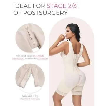 M MYODRESS Fajas Colombianas Tummy Tuck Compression Garment Stage 3 Butt Lifting Postpartum Open Bust