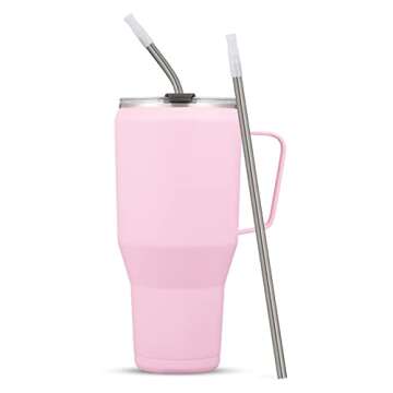 GOBATT Insulated 40oz Tumbler - Reusable Travel Mug with Handle and Straw