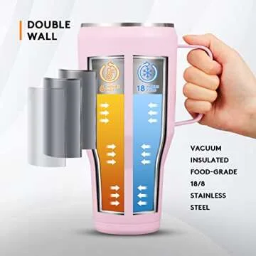 GOBATT 40oz Insulated Tumbler with Handle and Lid