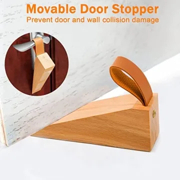 Wood Door Stopper Durable Non-Slip Design Two Pack