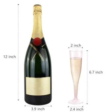 WDF 36 Pack Pink Glitter Plastic Champagne Flutes - 7OZ Pink Champagne Flutes Plastic, Champagne Glasses Glitter Pink Champagne Flutes, Plastic Flutes Champagne Disposable for Party & Wedding & Easter