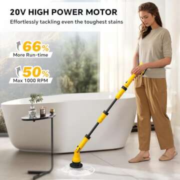 1000RPM Electric Spin Scrubber with Adjustable Arm and Accessories