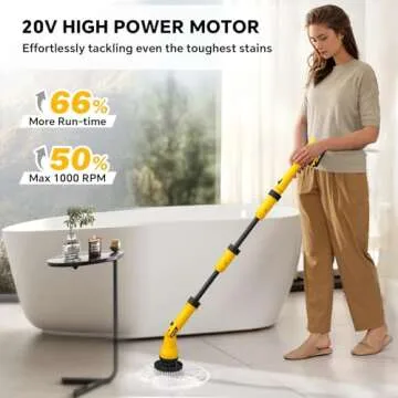 1000RPM Electric Spin Scrubber with Adjustable Arm and Accessories